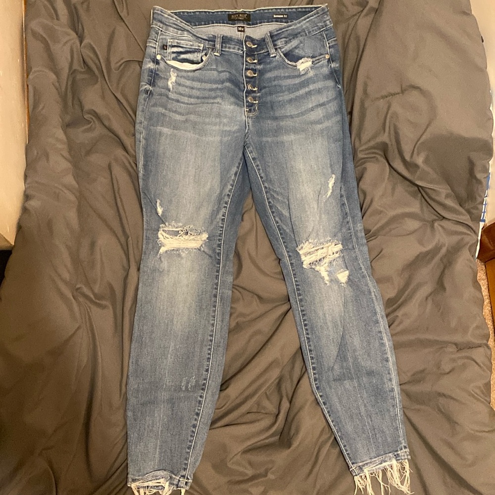 High Waist Button Fly Boyfriend jeans